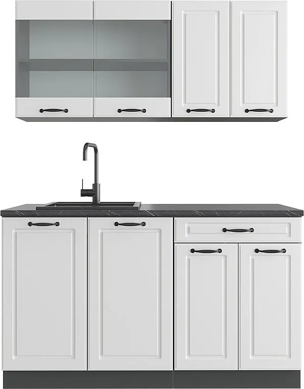 Pojedyncza kuchnia biały dworek/antracyt 140x60x81.6 r-line