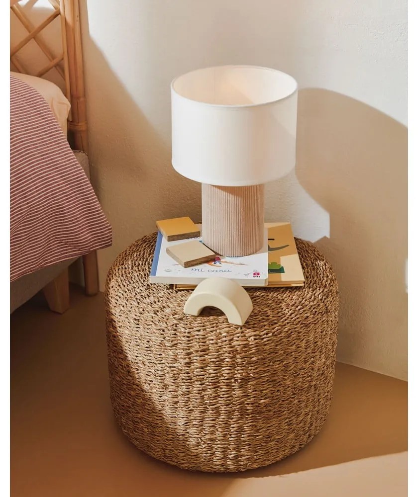 Biała/beżowa lampa stołowa z tekstylnym kloszem (wysokość 29 cm) Bianella – Kave Home
