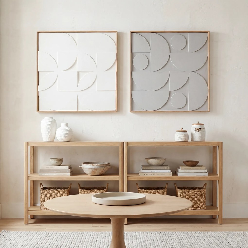 HOMCOM Dekoracja ścienna 3D 2-częściowy zestaw geometryczna dekoracja ścienna nowoczesna do salonu, przedpokoju, 80 x 3,5 x 80 cm, biały | Aosom PL