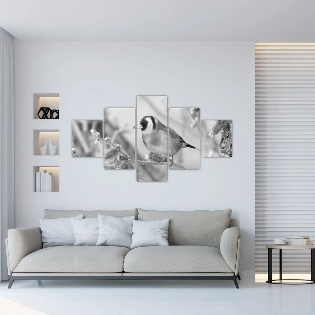 Obraz - Ptak zimą (125x70 cm)