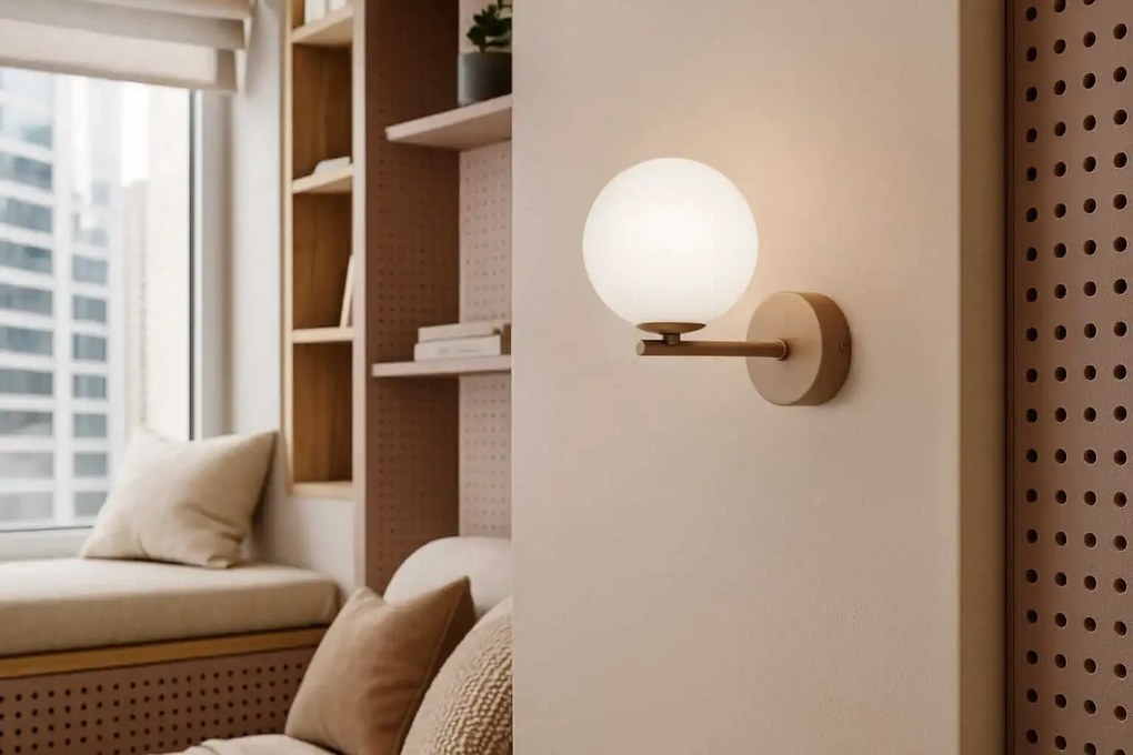 Ardi kinkiet beżowy oświetlenie obok lustra