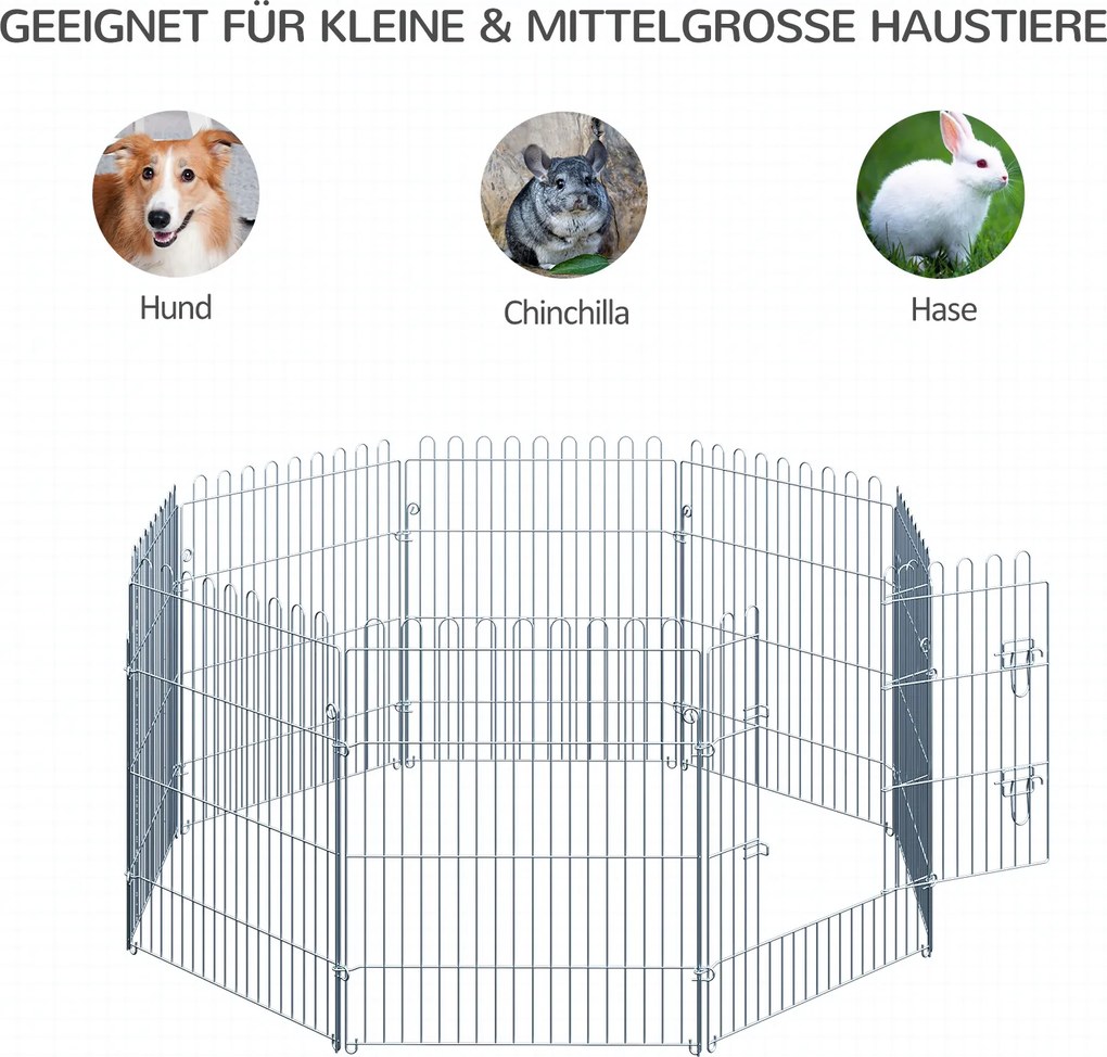 PawHut Kojec dla Szczeniąt Metalowy Wybieg Bezpieczny 63x76 cm Srebrny | Aosom PL