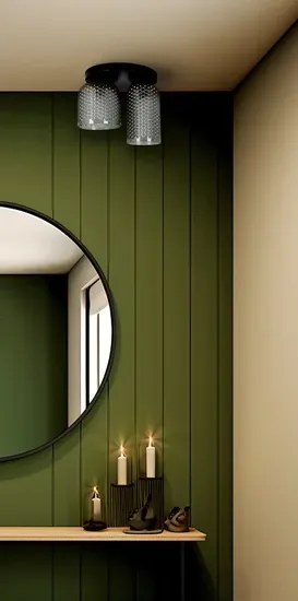 Sufitowa lampa z dwoma ryflowanymi grafitowymi kloszami P2-E71