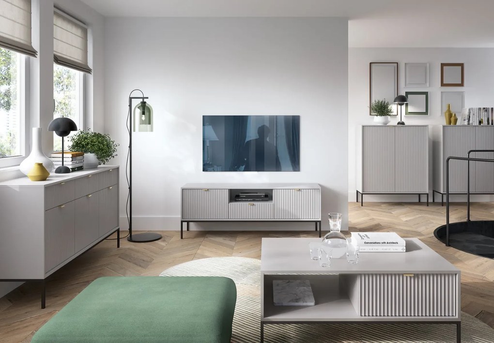 Komoda MILONA 3D3S 154 cm szara mat PIASKI Meble