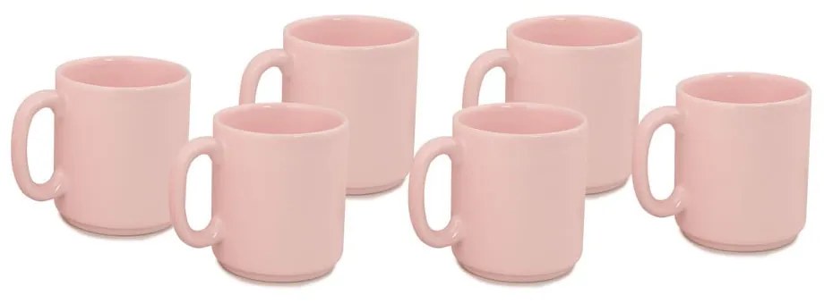 Zestaw 6 różowych kubków Kütahya Porselen Classic, 330 ml