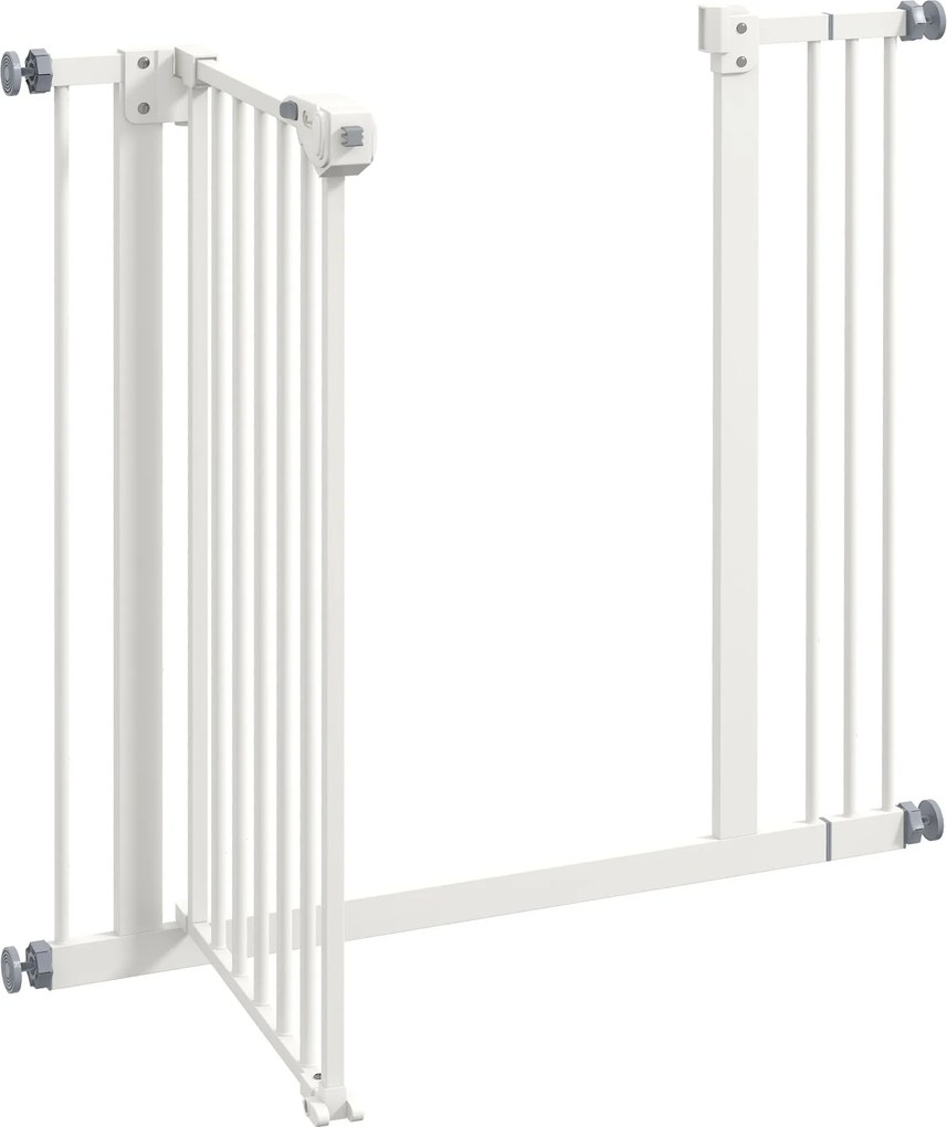 PawHut Bramka Ochronna dla Psów, Absperrgitter, Bramka dla Zwierząt, Metal, Tworzywo Sztuczne, 74-87 cm, Biały
