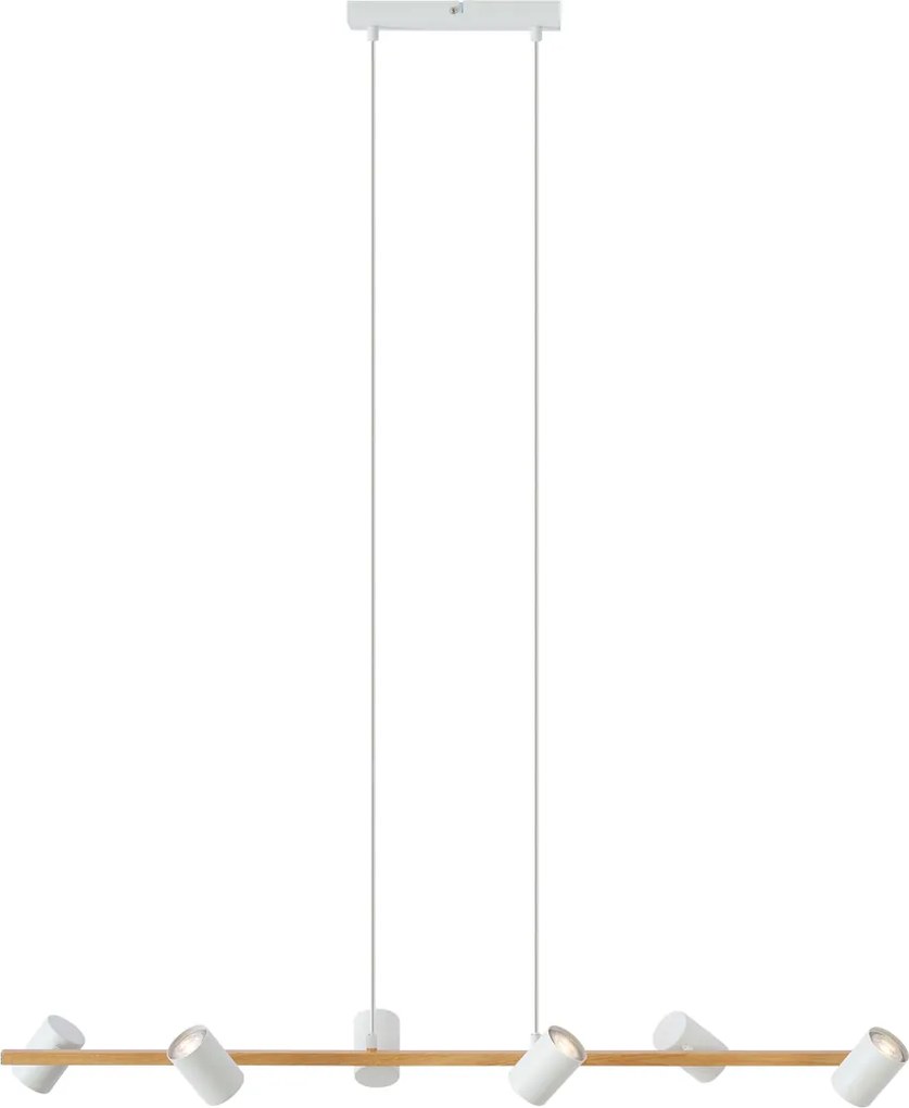 Inteligentna lampa wisząca drewniana z białymi prostokątnymi 6-punktowymi źródłami światła Wifi GU10 - Jeana Straight
