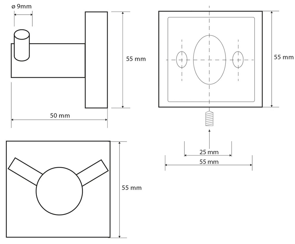 SAPHO XQ201 X-Square podwójny wieszak,  chrom