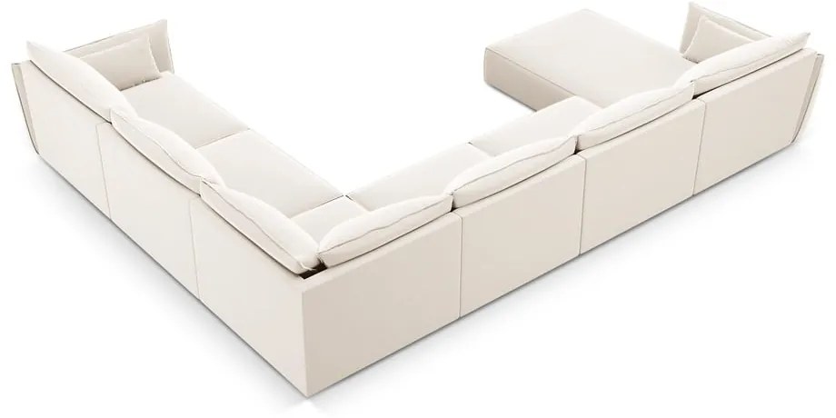 Beżowy aksamitny narożnik (prawostronny/w kształcie litery U) Vanda – Mazzini Sofas