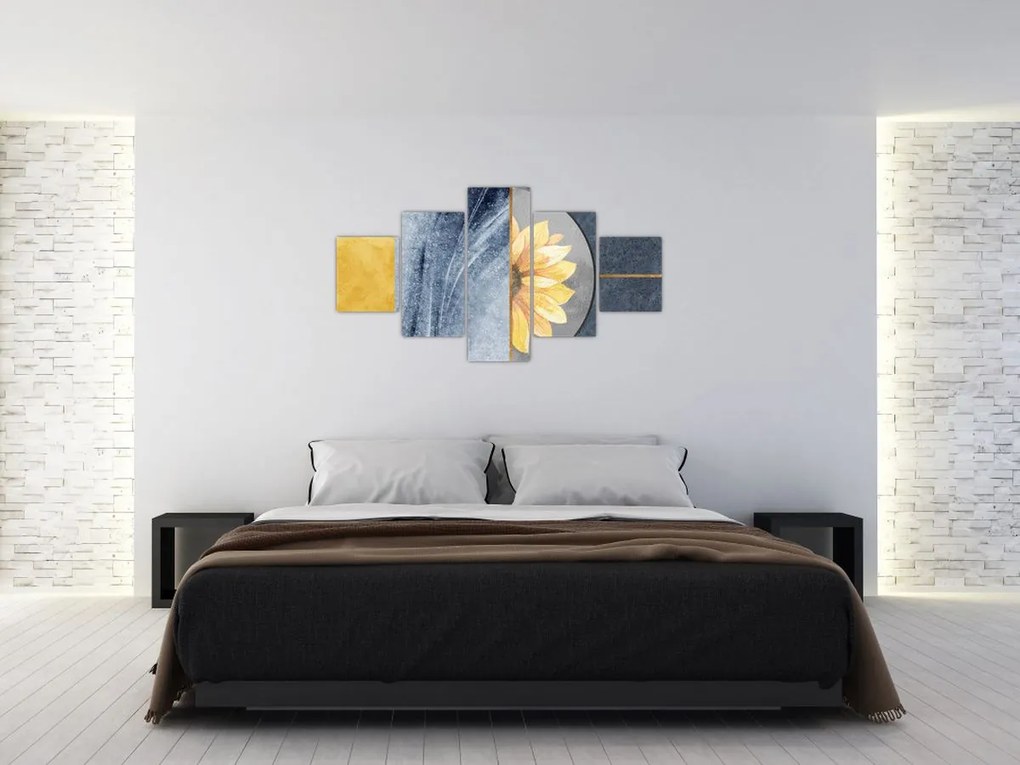 Obraz - Kształty i kwiat (125x70 cm)
