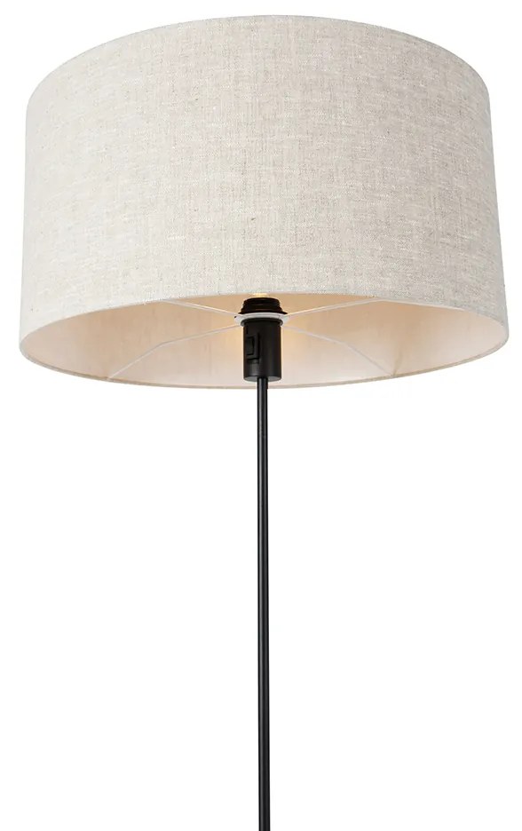 Lampa podłogowa czarna regulowana z szarym abażurem 50 cm - ParteDesignerski Oswietlenie wewnetrzne