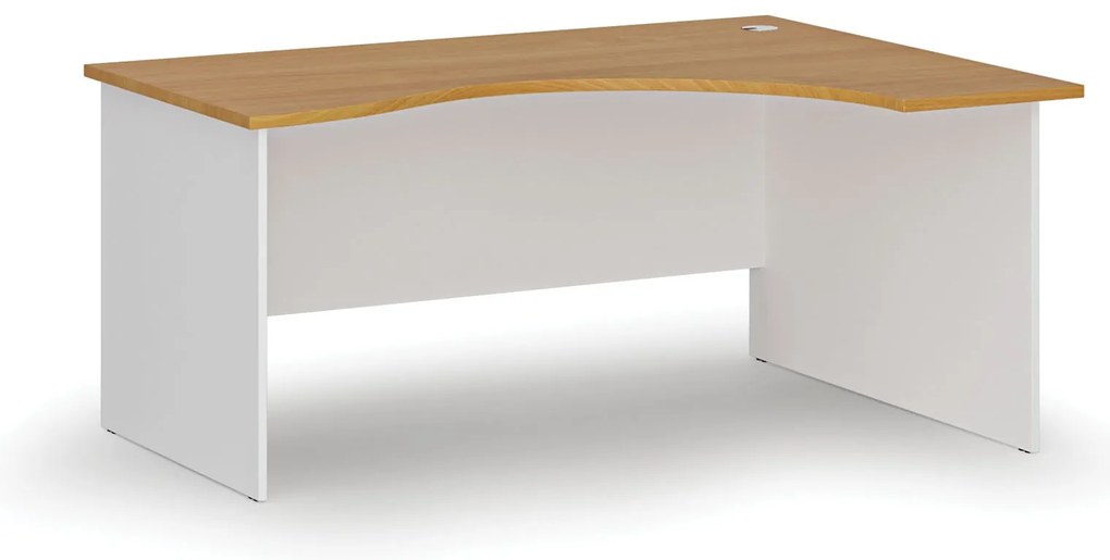Ergonomiczne biurko PRIMO WHITE, 160x120 cm, prawe, biały/buk