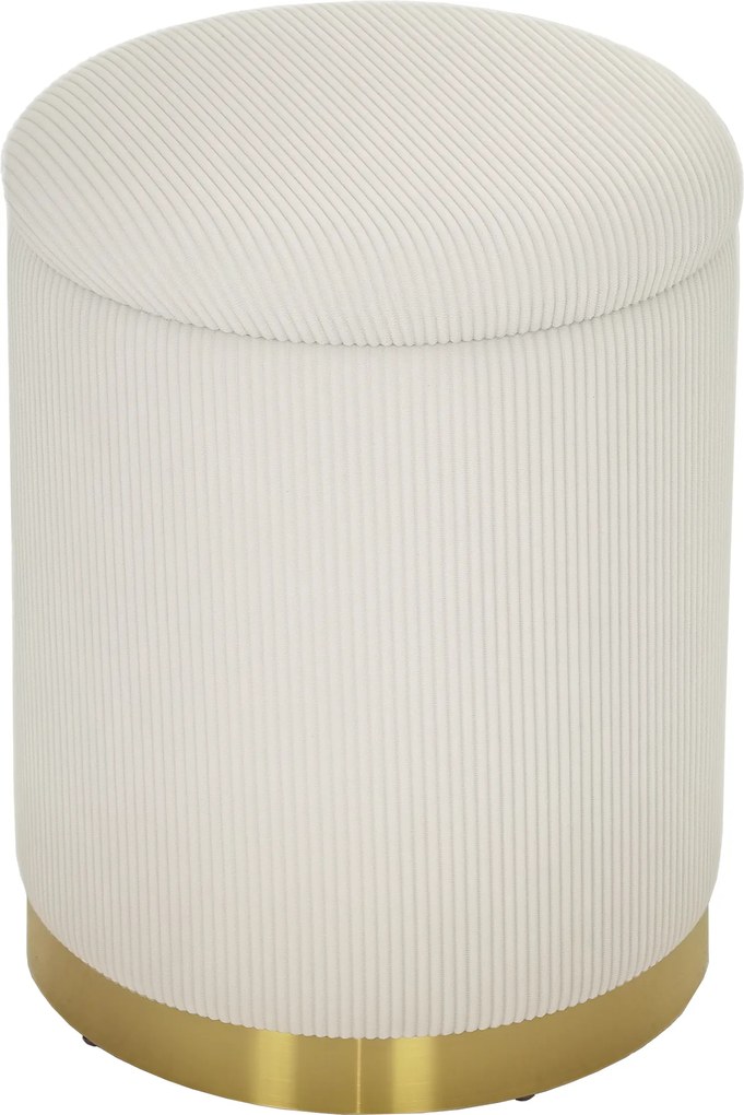 HOMCOM Puf z miejscem do przechowywania, składany puf z pokrywką, podstawa ze stali, okrągły puf 36 x 36 x 44 cm Kremowy
