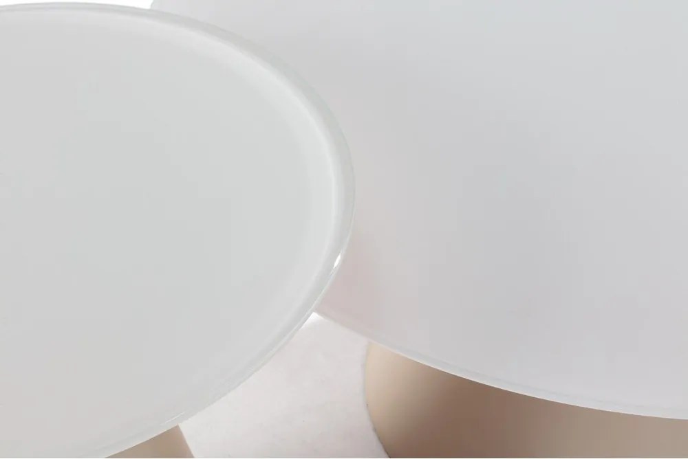 Kremowe okrągłe stoliki zestaw 2 szt. ze szklanym blatem ø 80 cm Vida – MOME