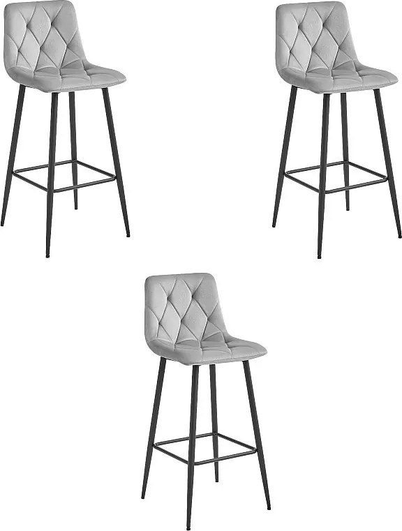 Krzesła barowe Valora KODA srebrnoszare nogi stal czarna x3