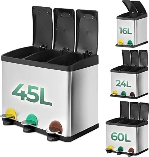 Jago Kosz na odpady do segregacji 45 L, stal nierdzewna