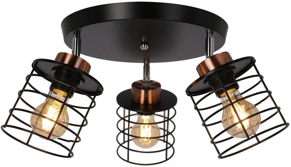Metalowa potrójna lampa sufitowa do loftu - 4X K102 W9-D09