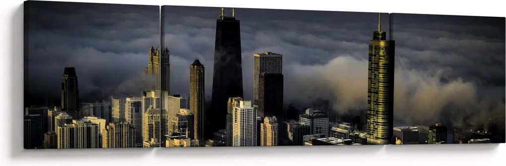 Obraz miasta w chmurach (170x50 cm)