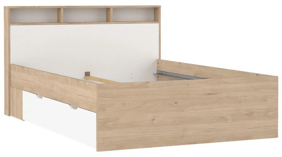Łóżko dwuosobowe w dekorze dębu ze schowkiem bez stelaża 140x200 cm Ikast – Tvilum