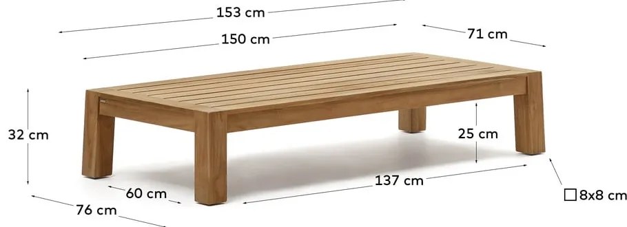Stolik z litego drewna tekowego 76x153 cm Forcanera – Kave Home