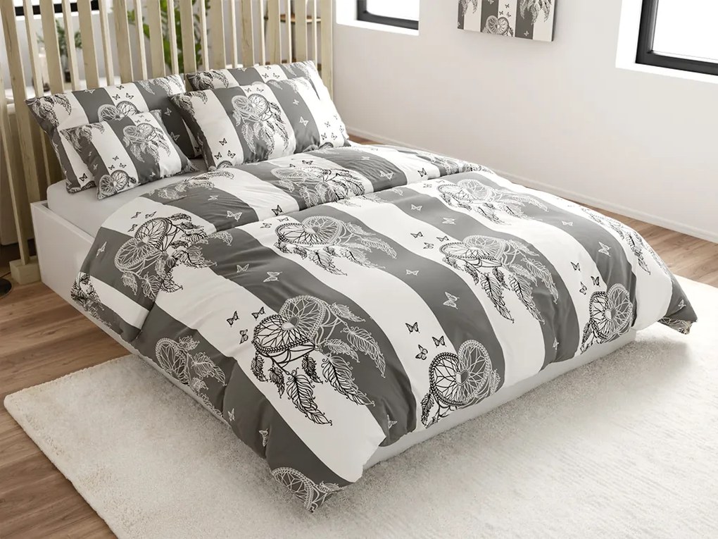 PrzytulneMieszkanie.pl PrzytulneMieszkanie.pl Bawełniana pościel TIRLAN szaro-biała Rozmiar pościeli: 2 szt 70 x 90 cm | 200 x 220 cm
