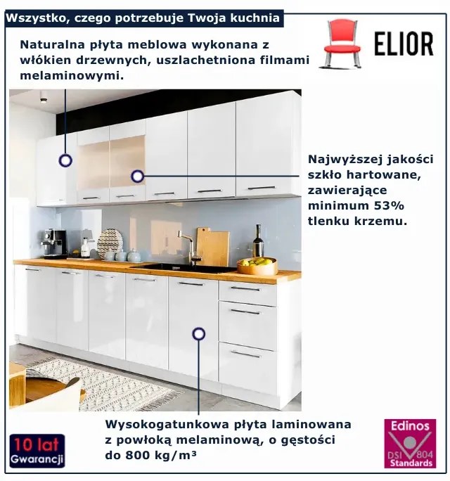 Zestaw 8 Białych Szafek Kuchennych 260 Cm W2-E10