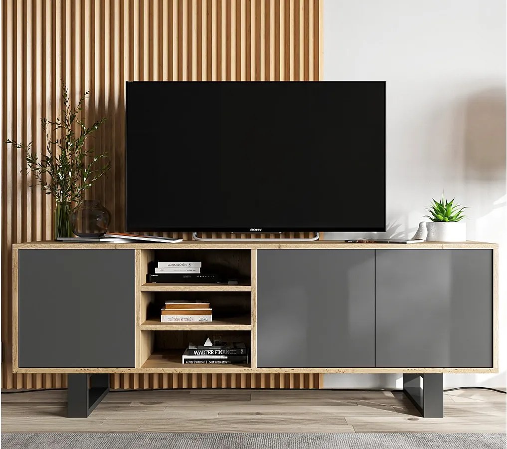 Szafka RTV NILA 5 150 dąb wotan/grafit mat