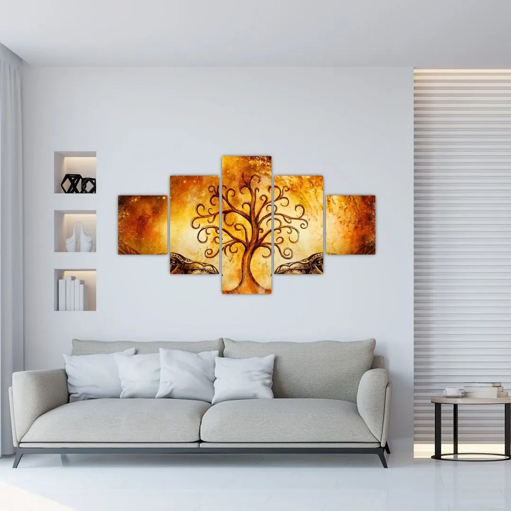 Naturalny abstrakcyjny obraz drzewa (125x70 cm)