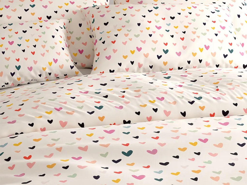 PrzytulneMieszkanie.pl PrzytulneMieszkanie.pl Pościel bawełniana DOTHEARTS POLY kremowa Rozmiar pościeli: 70 x 90 cm | 140 x 200 cm