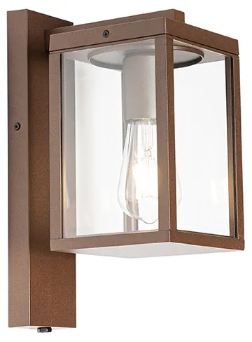 Lampka ścienna zewnętrzna brązowa rdza IP44 z czujnikiem zmierzchu - Charlois