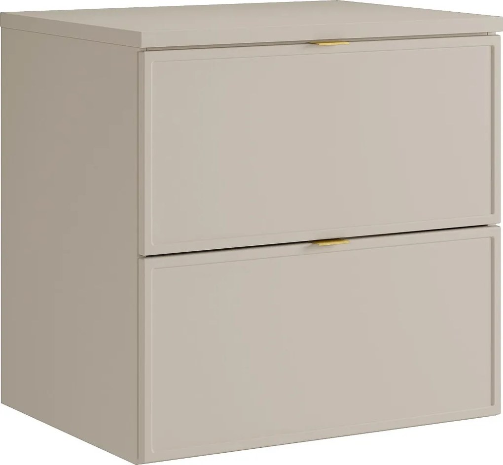Podwieszana szafka pod umywalkę z półką - Beżowa - 60 cm - ONDIL
