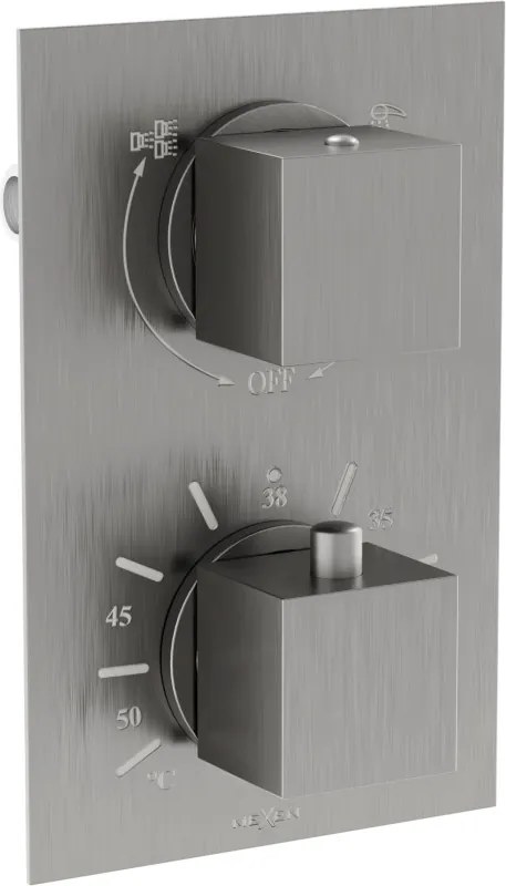 Mexen Cube termostatyczna bateria wannowo-prysznicowa 2-wyjściowa,  gun gray szczotkowany - 77502-66