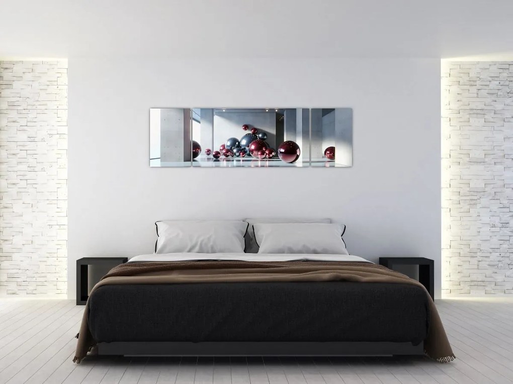 Obraz - 3D przestrzeń z kulami II. (170x50 cm)