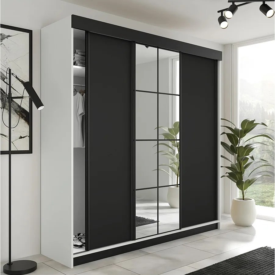 Szafa Przesuwna LAMARO 200 Biały/Czarny