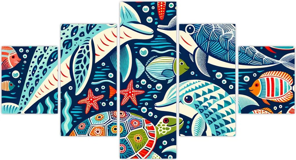 Obraz – Rysowane zwierzęta wodne (125x70 cm)
