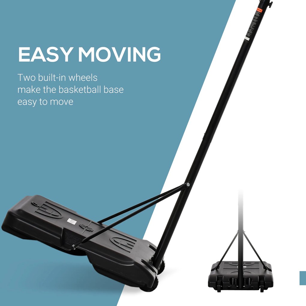 HOMCOM Kosz do Koszykówki, Stojak, Regulowany, Wypełniany Wodą, Czarny
