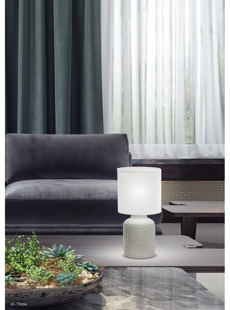 Szara lampa stołowa z tekstylnym kloszem (wys. 32 cm) Iner – Candellux Lighting