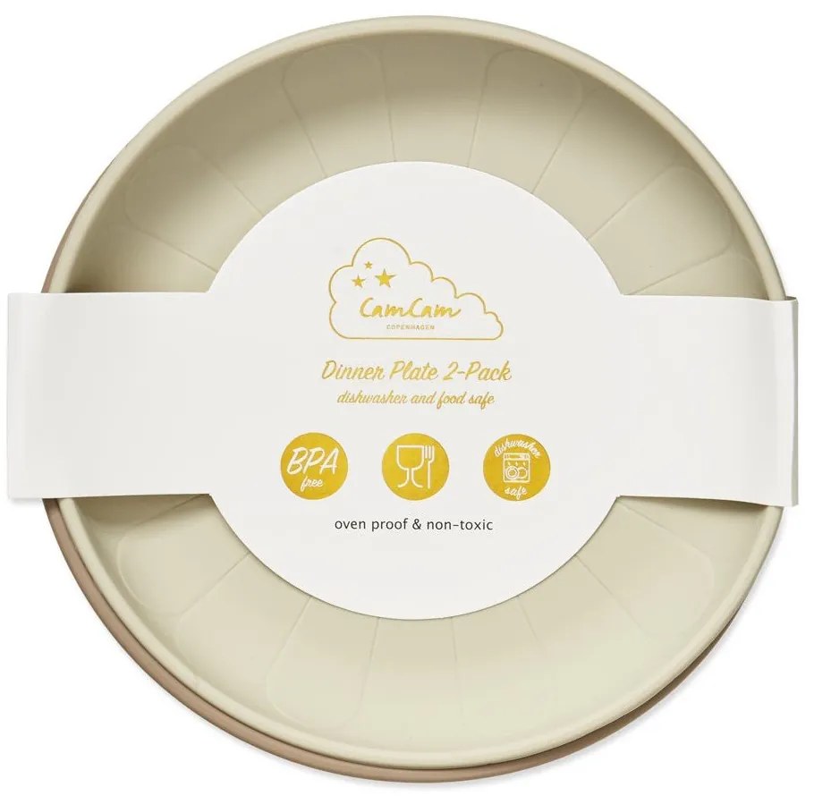 Beżowe silikonowe talerze dla dzieci zestaw 2 szt. ø 18,5 cm Earth – Cam Cam Copenhagen