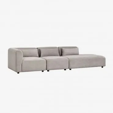 Sofa Modułowy Narożny 3-częściowy Z Prawym Szezlongiem Fogler Sztruks Jasny Szary Taupe - Sklum