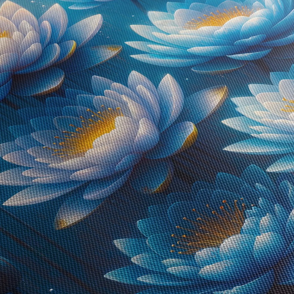 Obraz - Lilie wodne pod powierzchnią (z zegarem) (90x30 cm)