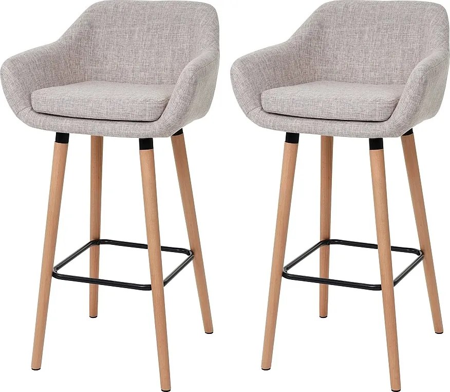 Stołek barowy Vaasa T381 (zestaw 2 szt.),  tekstylny, kremowo-szary