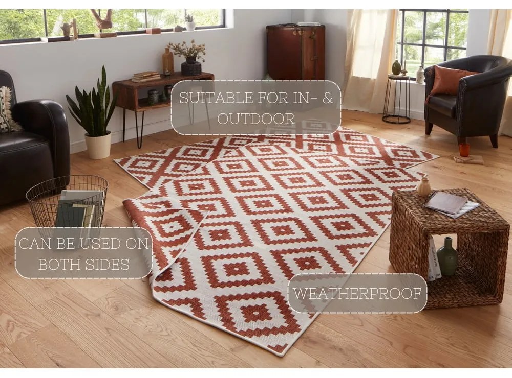 Brązowo-kremowy chodnik odpowiedni na zewnątrz NORTHRUGS Malta, 80x150 cm