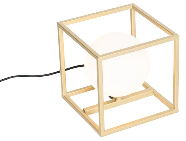 Designerska lampa stołowa złota z bielą - AniekDesignerski Oswietlenie wewnetrzne