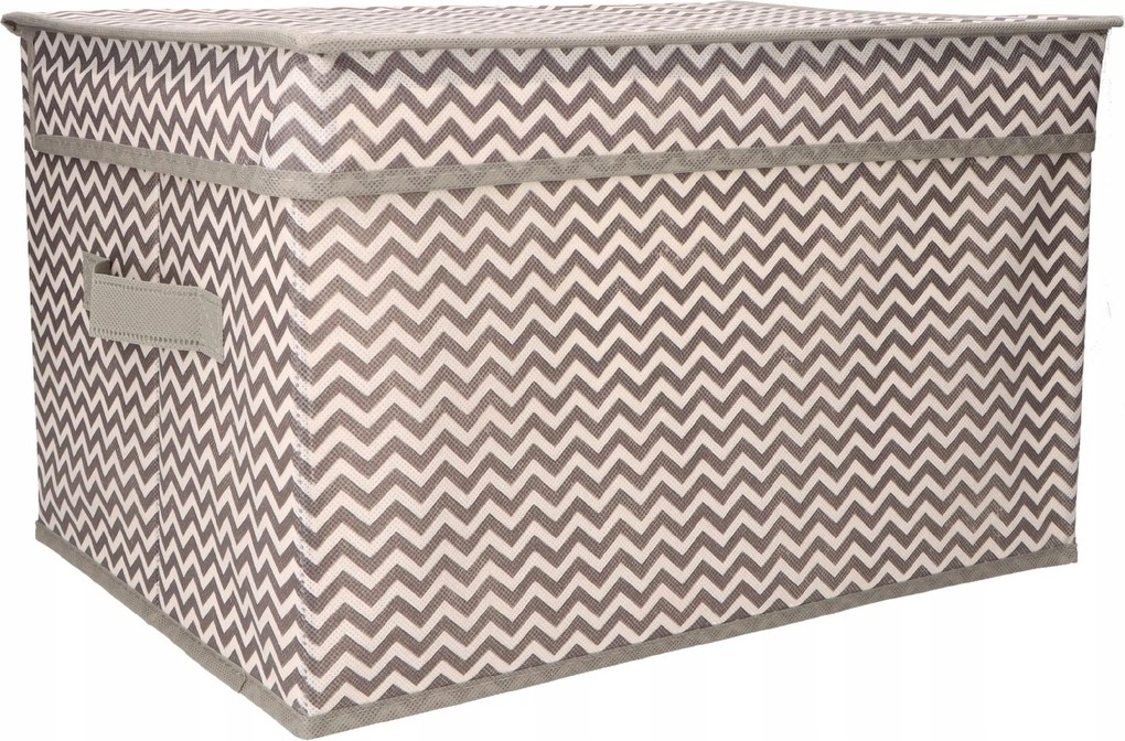 Organizer tekstylny Wzór Zygzak 50x40x30 cm pokrywka pudełko do domu salonu