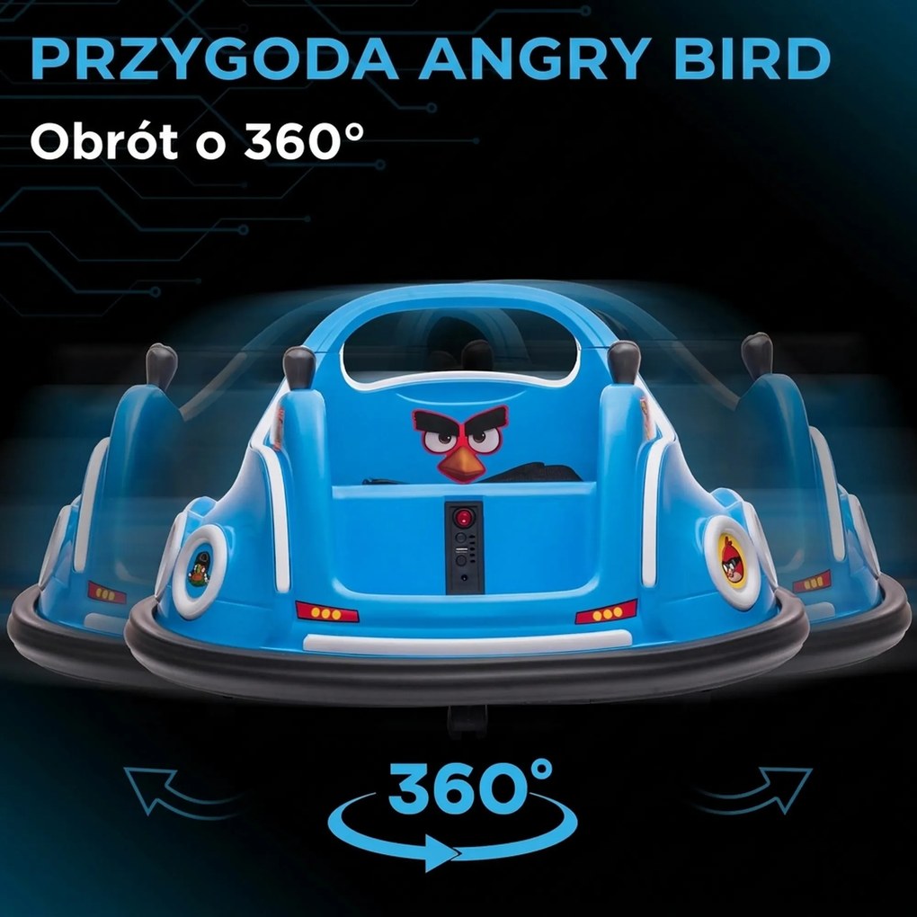 AIYAPLAY Dziecięcy autoscooter, obrót 360°, dla 3-5 lat, z pilotem, muzyką, Niebieski