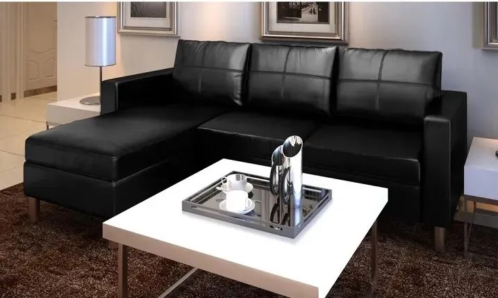 Czarna elegancka sofa 3-osobowa B4-B98