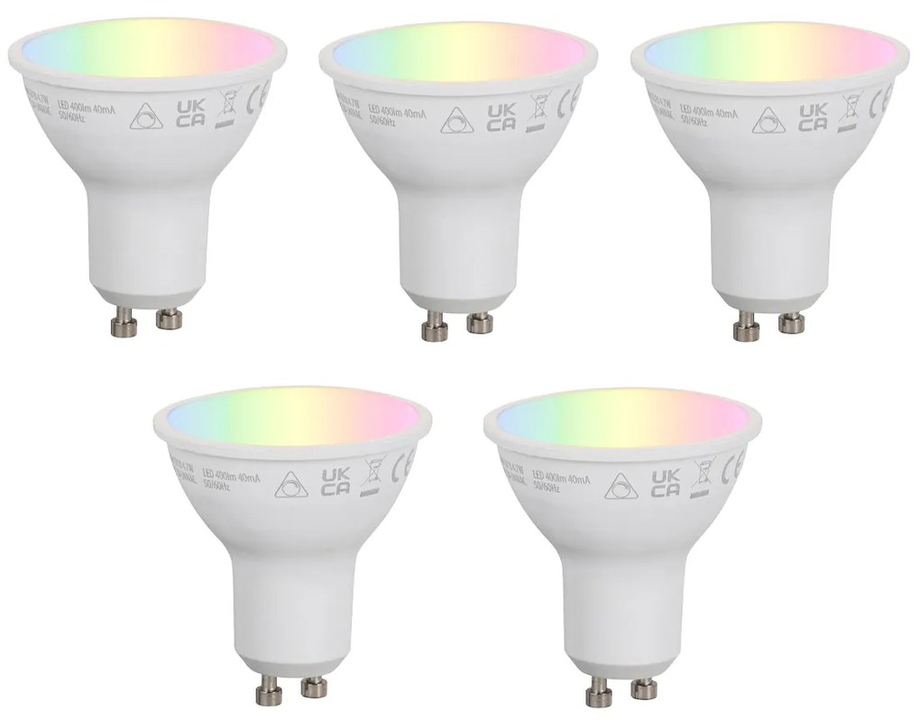 Zestaw 5 inteligentnych żarówek LED GU10 50mm z możliwością ściemniania Opal RGBW 4,7W 400 lm 2700-6500K Zigbee