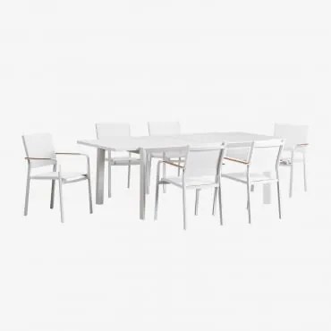 Zestaw Rozkładanego Stołu Prostokątnego Starmi O Wymiarach 180x240-100 Cm I 6 Składanych Aluminiowych Krzeseł Ogrodowych Archer. Gardenia Biel - Sklum