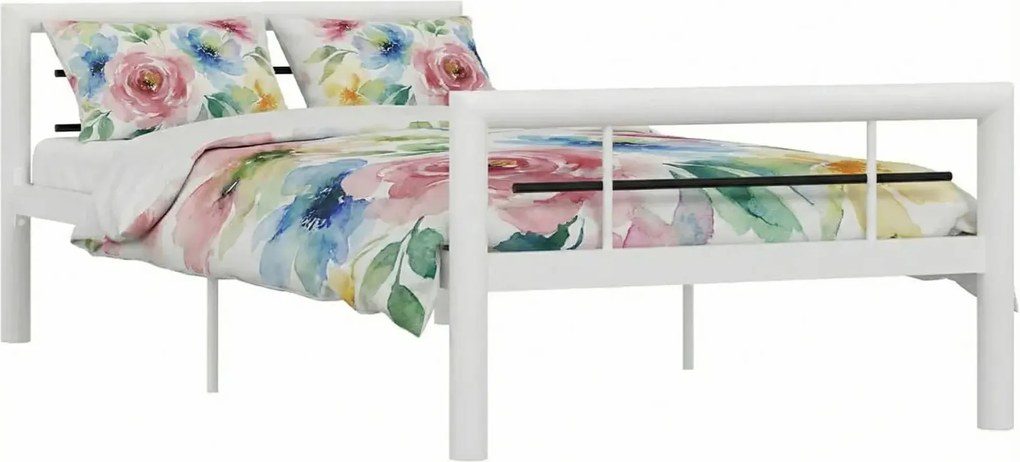 Białe metalowe łóżko jednoosobowe 90x200 cm Z0-B59