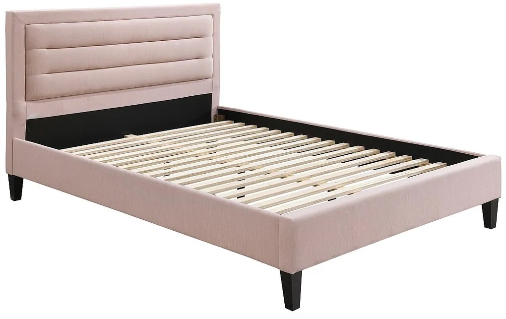 Łóżko 120 x 190 cm z zagłówkiem w kolorze różowym - Różowe + Materac - MACHUPIO